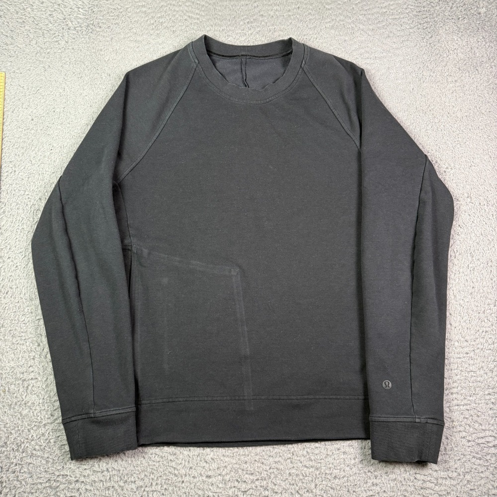 Lululemon City Sweat Crew Pullover Sweatshirt Mens M Black Zip Pocket M3BUGS